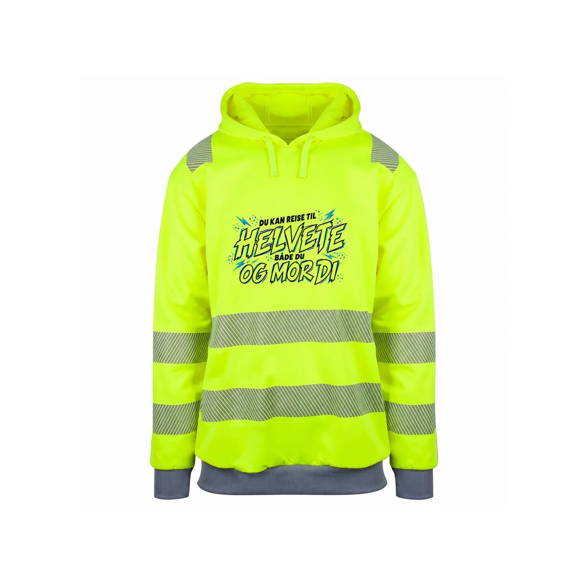 Du & Mor di! Reflekshoodie – Safety Gul – foran