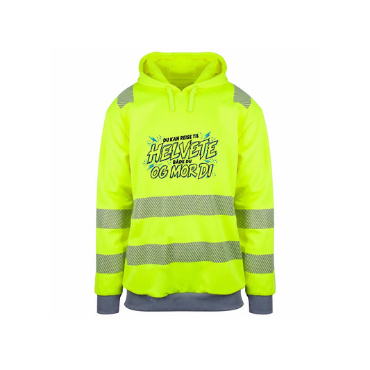Du & Mor di! Reflekshoodie – Safety Gul – foran