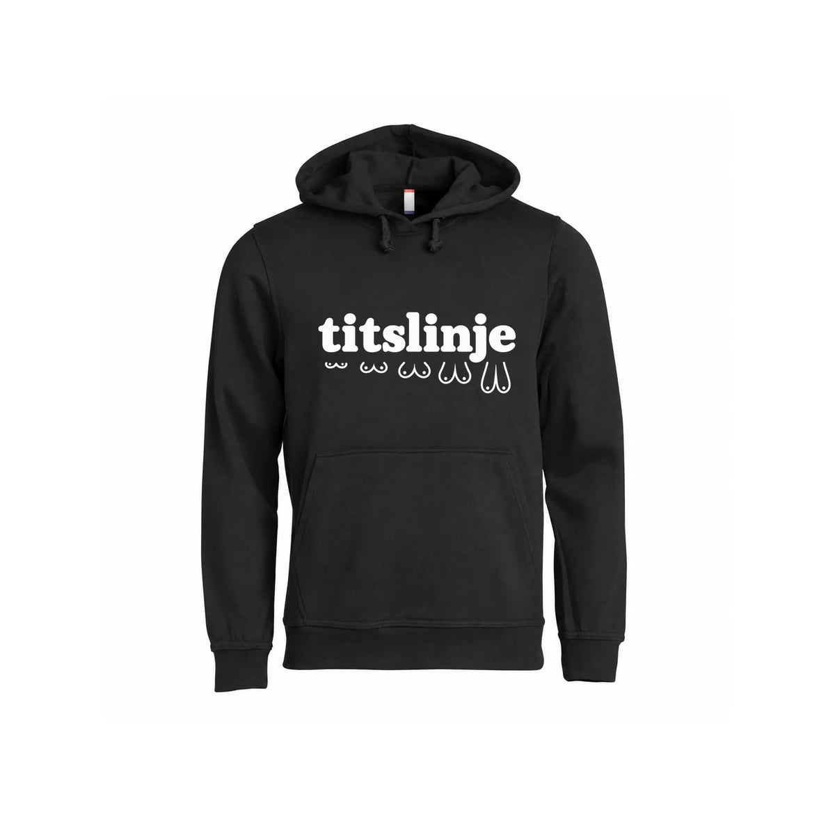 Titslinje Hettegenser – Sort – foran
